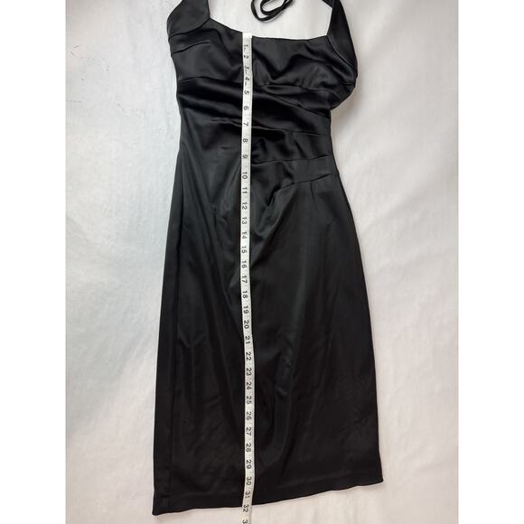 Vintage Cache Halter Dress Black Y2K Cocktail Party Bodycon Glam USA Women 2 - Picture 4 of 8